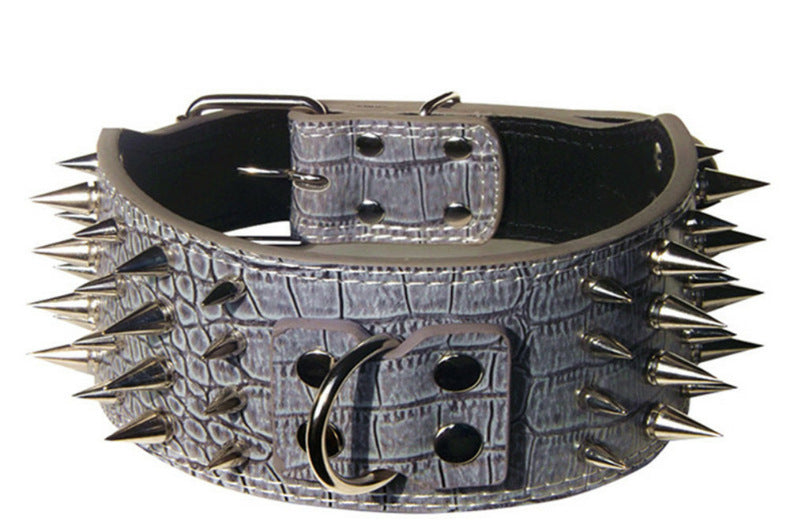 Four-row spiked pet collar with anti-bite rivet dog collar