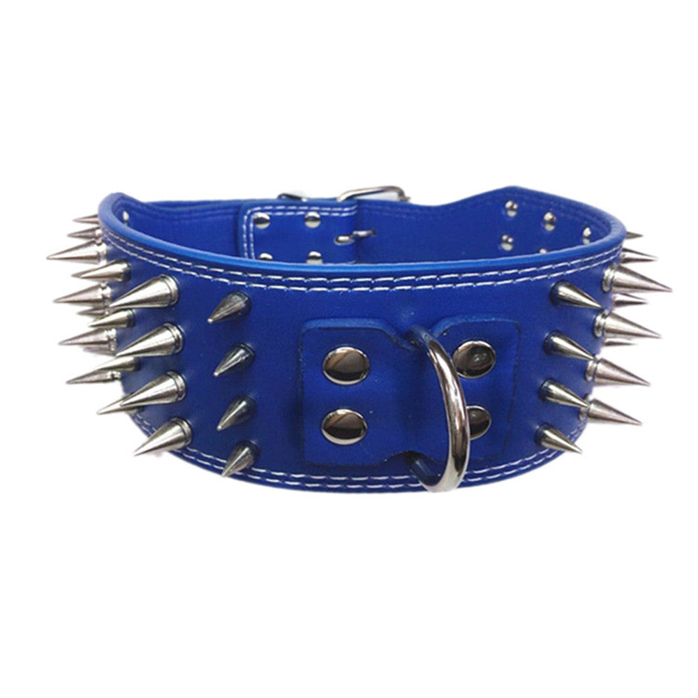 Four-row spiked pet collar with anti-bite rivet dog collar