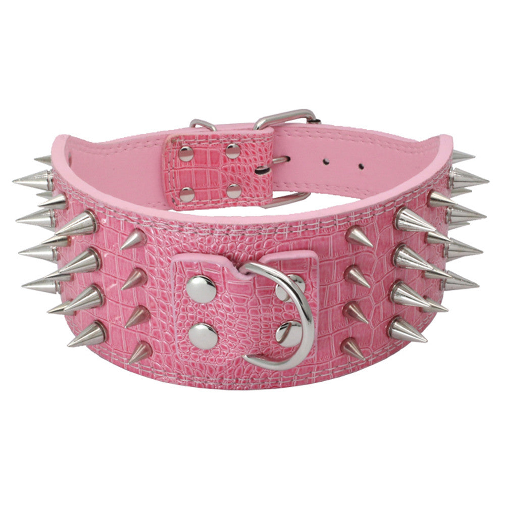 Four-row spiked pet collar with anti-bite rivet dog collar