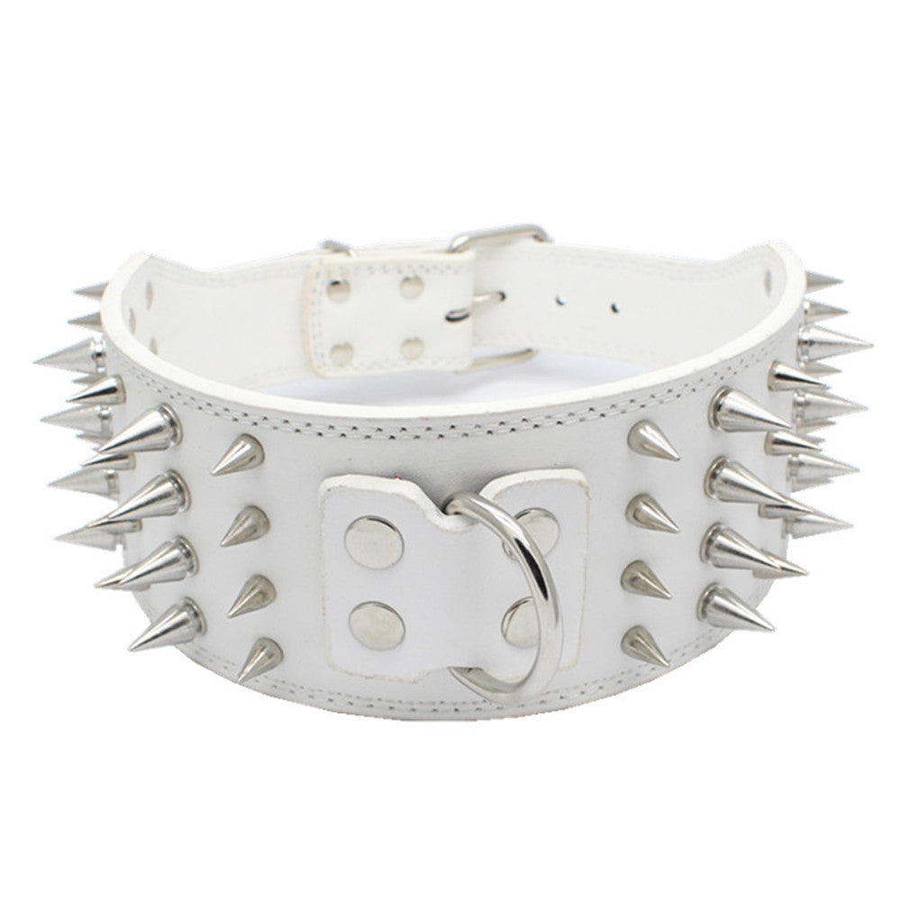 Four-row spiked pet collar with anti-bite rivet dog collar