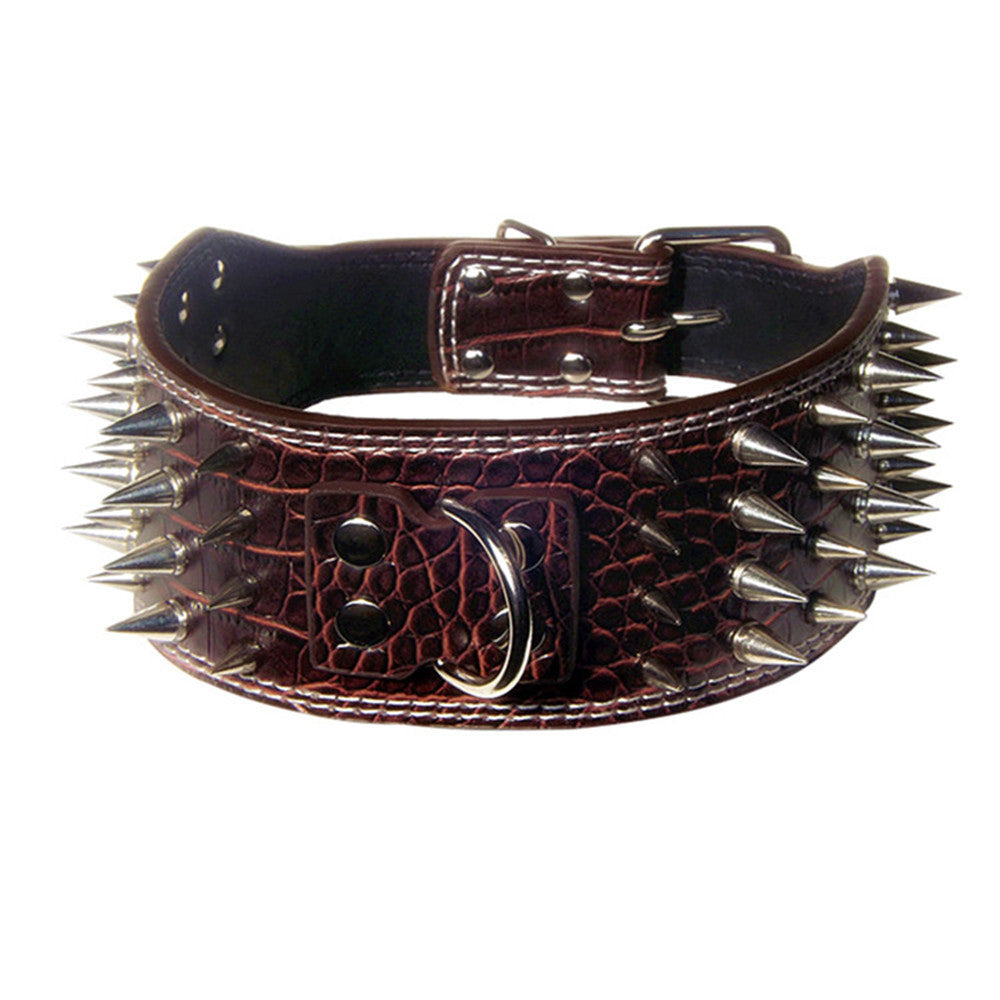 Four-row spiked pet collar with anti-bite rivet dog collar