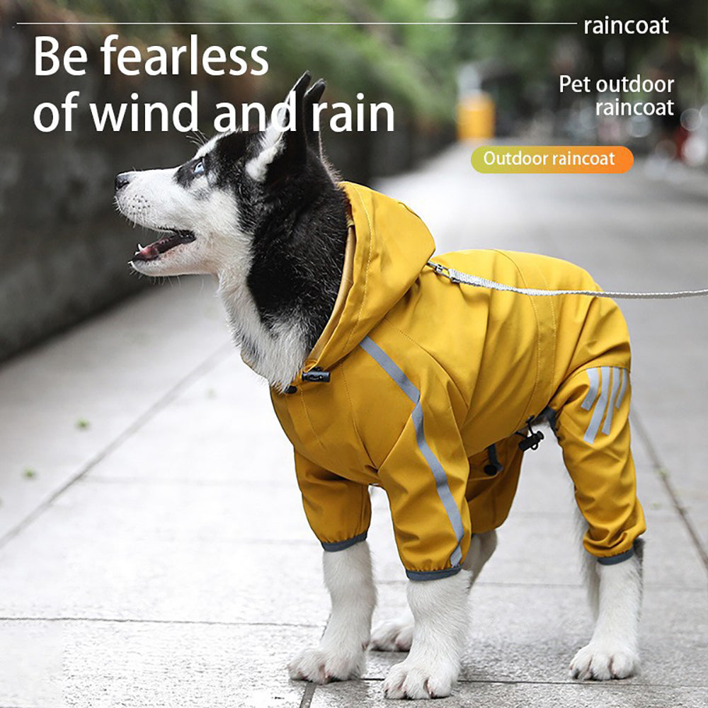 Dog Hooded Raincoat With Reflective Material